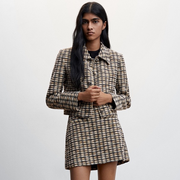 Mango Co-Ord Tweed Set Jacket Skirt - Picture 1 of 4